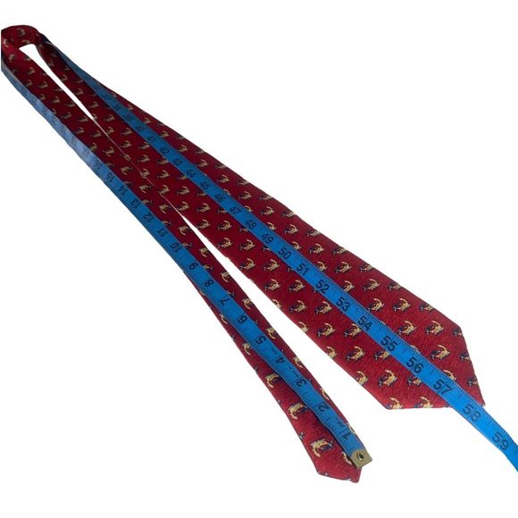 Men's Fashionable 100% Silk Red Necktie Tie Made in Italy Greek Argo Ship Print - Picture 5 of 7